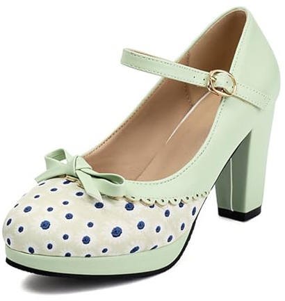 Generisch Zapatos tradicionales de mujer con tacón de bloque elegantes para bailarinas de novia y bailarinas gruesas con hebilla para el día a día, ocio, boda