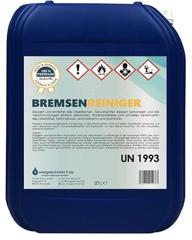 wiegeschmiert.de Bremsenreiniger Montagereiniger Schnellreiniger Werkstattreiniger acetonfrei | schnelle Verdunstung und Starke Reinigungskraft (20 Liter)