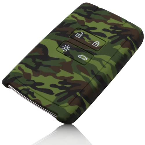 FOAMO Autoschlüssel Hülle Silikon kompatibel mit Renault 4-Tasten Smartkey (nur Keyless-Go) Schutzhülle Cover in Camouflage