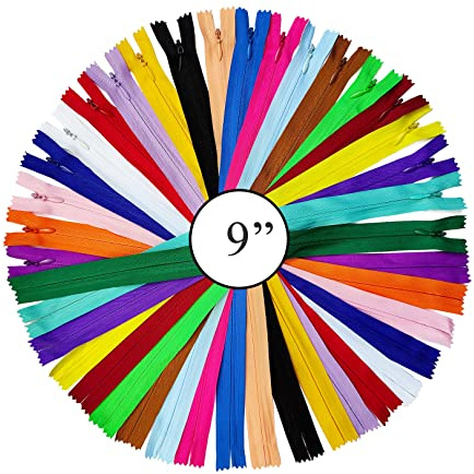KGS Invisible Zippers for Sewing | 20 Pack | 20 Assorted Colours | Size: 9 Inch | Hidden Zippers for Dresses, Skirts, Pillows and Sewing Craft