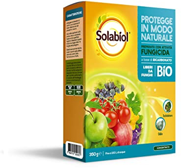 Solabiol Sodio Idrogeno Bicarbonato Fungicida Piante Bicarbonato di Sodio Biologico Contro Le Malattie Da Funghi Come Oidio Muffa Peronospora Ticchiolatura Per Orto Frutta Floreali e Ornamentali 350g