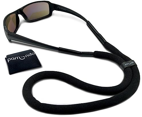 pamindo® Brillenband schwimmfähig für Wassersport & Freizeit - Sportbrillenband für Damen, Herren & Kinder - schwimmend & sicherer Halt – Schwarz