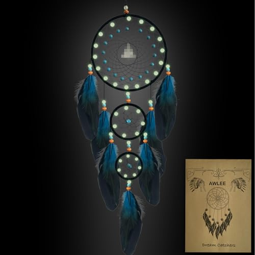 Dream Catchers Handmade Feather Native Home Wall Decoration Blue Black