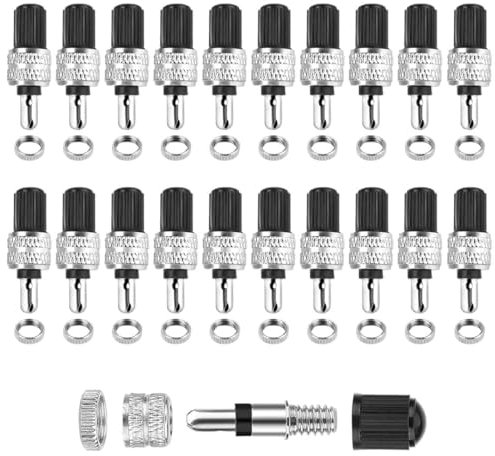 XIKSJW 20 Stücke Dunlop Ventil-Einsatz Mit Dichtung Ventil-Mutter Ventil-Kappe Zubehör Ersatzteile Rad Trekking City-Bike Puky Laufrad Fahrrad-Ventil Dv