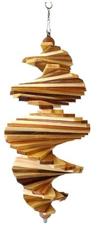 Luxuriöser Holz-Windspinner für den Garten – Handgefertigt & Nachhaltig – Natürliches Design – ca. 35 cm hoch x 14 cm – Dokkodo Standard