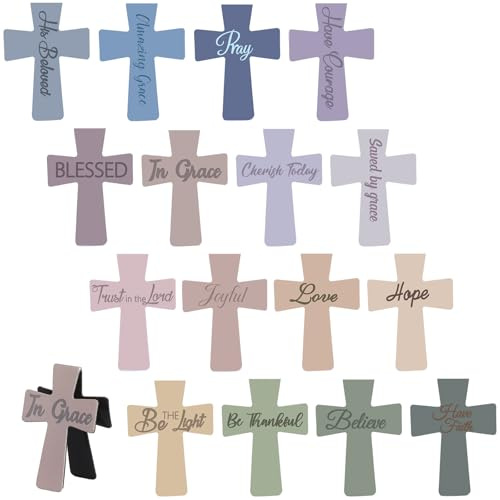 Outus 48 Pieces Magnetic Bookmarks Cross Christian Magnetic Page Markers Religious Bible Verses Bookmarks for Mother's Day Women Student School Reading Gifts Church Bible Study Group (Marble Style)