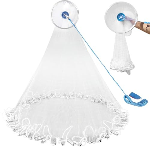 dellyy Filet de Pêche, Filet de Pêche à Un Doigt, Diamètre 2,4 m