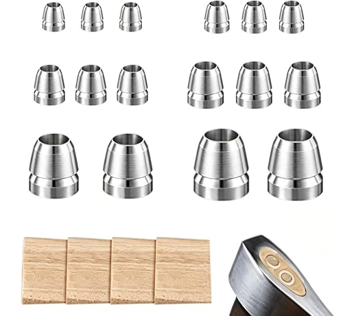 ZAHD 20 st runda hörn av stål, stålhörn 8–18 mm, 6 storlekar plus 4 trähörn, metallhörn för hammare och yxa, reparationshylsor för hantverkshammare (silver)