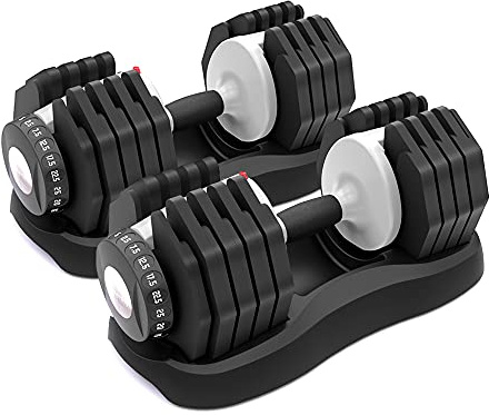 ATIVAFIT verstellbare Kurzhantel - Hantel mit Anti-Rutsch-Griff und Ablageschale platzsparende Hantel für Frauen und Maenner, Training und Fitness zu Hause (1pcs/2pcs) (25kg*2)