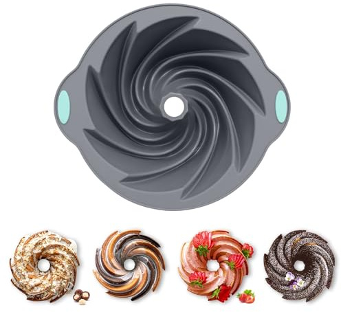 Chicrinum Bunte Cake Pan, Non-Stick 10-Inch Angel Food Cake Pan, Silicone Cake Mold with Metal Reinforced Frame More Strength for Long-Lasting Performance