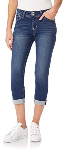 WallFlower womens Juniors Instasoft Mid-rise Ultra Fit Skinny Stretch Crop (Standard and Plus) Jeans, Iris, 11 US