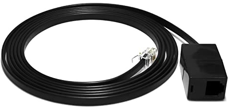 6 Feet Phone Extension Cord for Landline Telephones • High End Quality RJ11 Phone Cable • Pure Copper • 50 Micron Gold Contacts • Strong Thick Outer Jacket (Black, 6 FT)