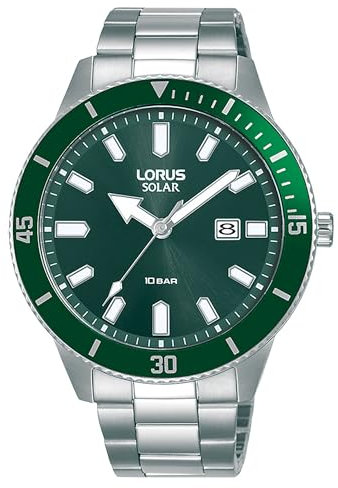Lorus Herren-Uhr Solar aus Edelstahl mit Metallband RX315AX9