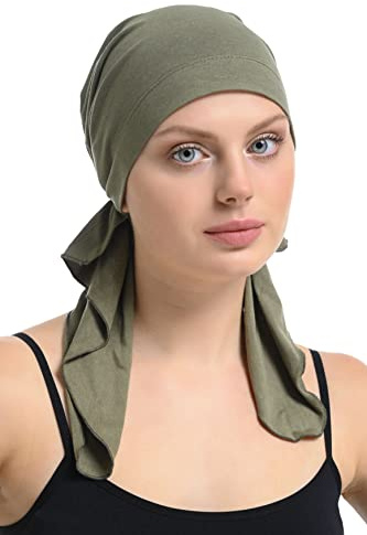 Förbunden bambubandana för kvinnor – kemo huvudbonader för håravfall, alopeci | Förknuten kemo-bandana för håravfall, alopeci, redo att bära, tillverkad av bambu och bomull för känslig hårbotten