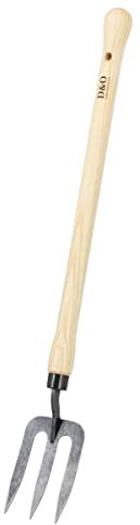 D&O Welldone - Pflanzgabel (Borstahl) mit Holzgriff Esche angeschliffene Zinken Gesamtlänge 65 cm, Perfekt für sämtliche Gartenarbeiten, Forke, Handgabel, Blumengabel