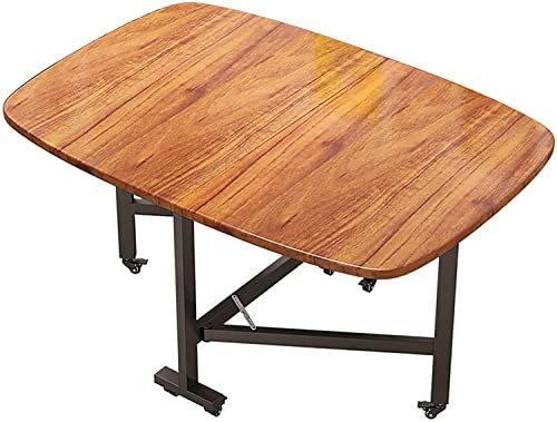 URBERY Klappbarer Esstisch, Drop Leaf Klapptisch, ausziehbarer Holztisch mit 6 Rädern, platzsparend, Design mit runden Kanten, beweglicher Küchentisch für Wohnzimmer, Esszimmer, 120 cm