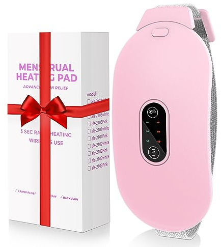 Glyduny - almohadillas para orejas térmicas para calambres, masajeador de calambres de período, almohadilla térmica portátil inalámbrica con 6 niveles de calor y 6 modos de masaje, almohadilla térmica