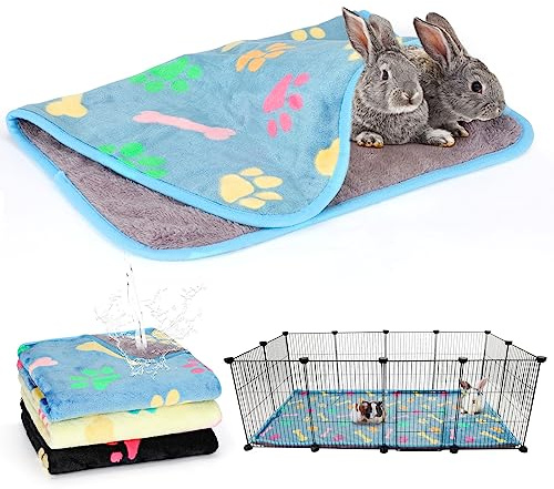 YUEPET 3-pack vattentäta marsvin filtar, fleecefoder, L | Marsvin fleece burfoder, vattentät baksida, maskintvättbar, mjuk fleeceyta, 122 x 61 cm
