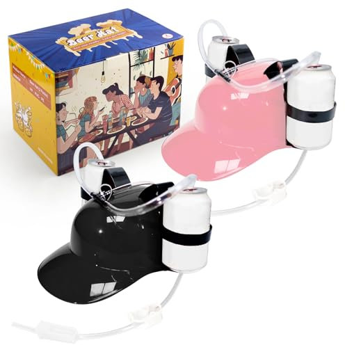 Ekkhysis Beer Hat,Funny Hat for Drinking Soda,Beer Helmet,Drinking Accessories Gifts for Man (Black&Pink)