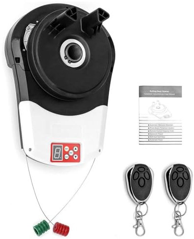 COUCHO Automatic Roll Up Door Opener, Auto Electric Garage Roller Door Motor Gate Opener with 2 Remote, Garage Roller Door Shutter Built-in Motor for Garage Warehouse Farm Barn Store