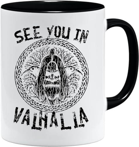 Nordisk vikingakopp | mugg present presentidé för gamla män pappa morfar kaffekopp vikingamotiv dödskalle öl-thors hammare (VIKING001)