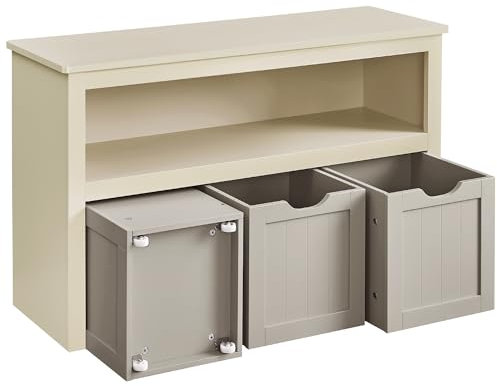 VASAGLE Toy Storage Unit, Children's Shelf, Wardrobe, Chest of Drawers with 3 Storage Wheels, for Living Room, Bedroom, Playroom, 30 x 102 x 60 cm, Sand Beige LHS380K01