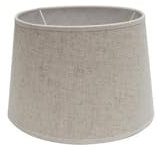 Pantalla de lámpara E27 con diseño cónico abierto en color beige, dimensiones 15x12x13 cm, ideal para iluminación decorativa en interiores.