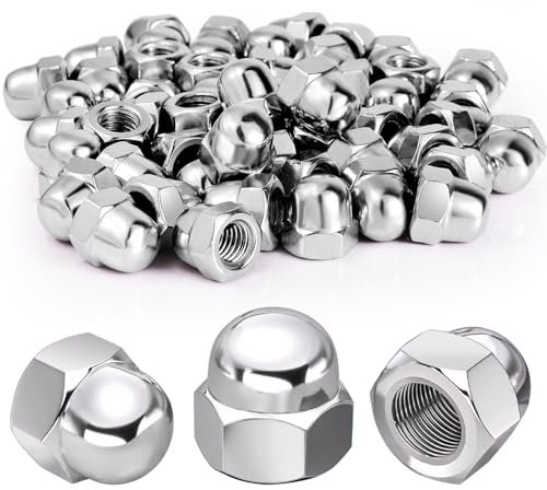 Nadisean 100 Pièces Ecrou Borgne Inox M6, Écrous Borgne M6 Hexagonaux, Ecrou Inox DIN 1587 Supérieure Inoxydable A2 Cache Ecrou avec Boîte de Rangement pour Vis Boulons Filetés & Tiges Filetées