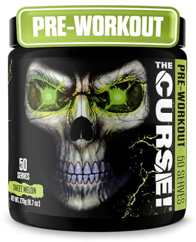 JNX SPORTS The Curse! Pulver före träning – Sweet Melon 50 portioner | Förträning: Öka styrka, energi + fokus för män och kvinnor | Koffein, beta-alanin, kreatin & L-citrullin