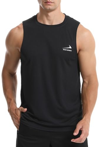Men's Sleeveless Tank Top Running Gym Quick-Drying Vest Sports T-Shirt 01 Black M