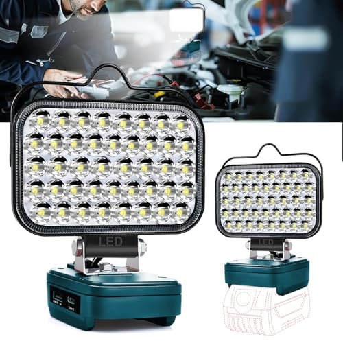Cordless LED Work Light for Bosch 18v GBA Battery, Portable 80W Spotlight Lighting 8000LM with Type C & USB Fast Charging for Camping, Hiking, Fishing,Power Failure,Job Site,Workshop(No Battery)