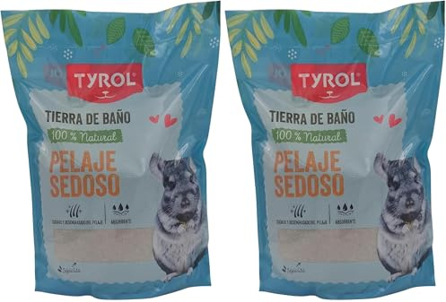 Tyrol | Arena de Baño para Chinchilla | Lecho Hamster y Pequeños Roedores | Tierra Para un Pelaje Sedoso y Purificado | Mantiene el Pelaje del Chinchilla | Higiene y Bienestar del Roedor | 3 Kg