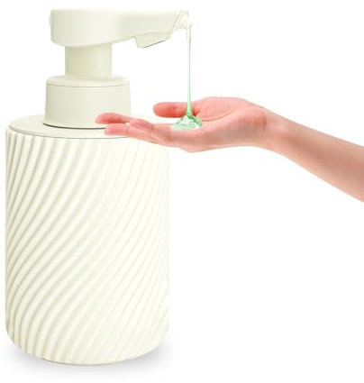 Mamiddle Dispenser Sapone Automatico con Sensore a Infrarossi, Ricaricabile USB-C, Impermeabile IPX5 con Design Antigoccia per Cucina e Bagno (Tipo di liquido - ABS beige)