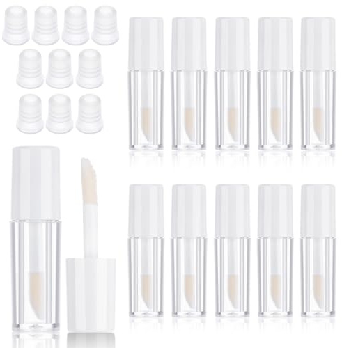 10 st tomma läppglansrör, 1,2 ml genomskinliga påfyllningsbara tomma läppglansrör för läppstift, balsam, olika prover, resepåfyllning, mini läppglans, rörbehållare för kvinnor, gör-det-själv kosmetika