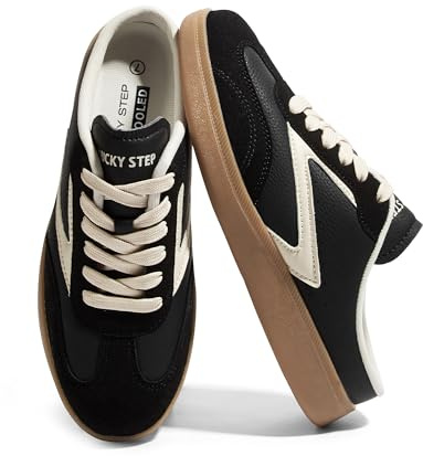 LUCKY STEP Zapatillas Mujer Tipo Mula Sin Talón, Deslizantes, Cómodas para Invierno y Casual, Estilo Retro (Negro/Blanco, 11US-42EU-9UK)