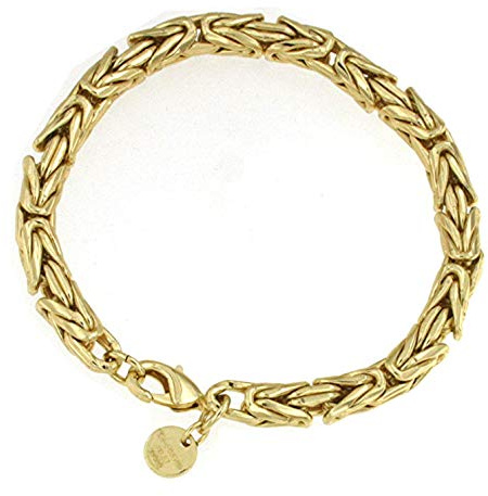 Tendenzalia Byzantiner kungligt armband rundslipad original italiensk kedja 18 k förgylld eller dubbel 6 mm bred längd valbar armband för kvinnor och män, Mässing