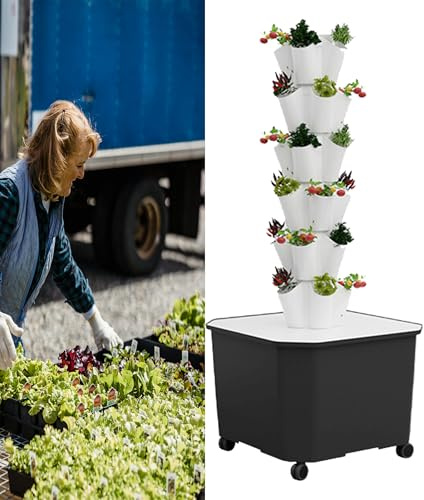 Torre de Cultivo hidropónico Vertical, Kit de de Cultivo hidropónico de 12 Capas - Jardín hidropónico Vertical en Torre para Hierbas, Frutas y Verduras de Interior - Solución eficien