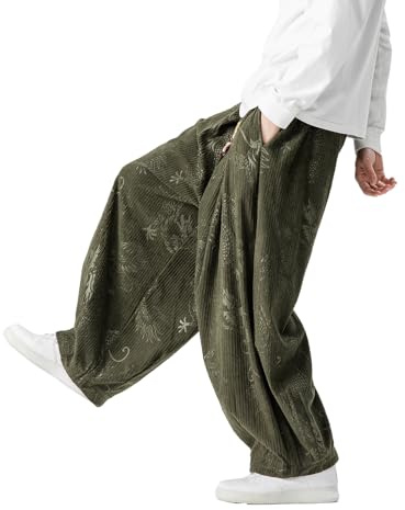 GURUNVANI Pantalon ample décontracté en velours côtelé pour homme