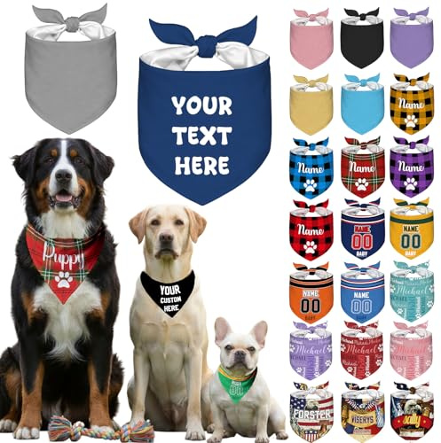 Bandana pour Chien Personnalisable avec Nom Foulard pour Animal de Compagnie Bavoir Cadeau pour Chien Personnalisé,Solid Style