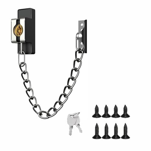 Pestillo de cadena de seguridad, cerradura de cadena resistente para puerta delantera, puerta interior con llave, cerradura de puerta para niños, Puertas, dormitorio, apartamento y hotel, cadena gris