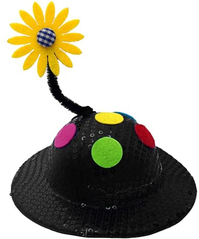 Think Jeck! Lustiger Mini-Hut Clown mit Pailletten & Wackelblume! (Schwarz)