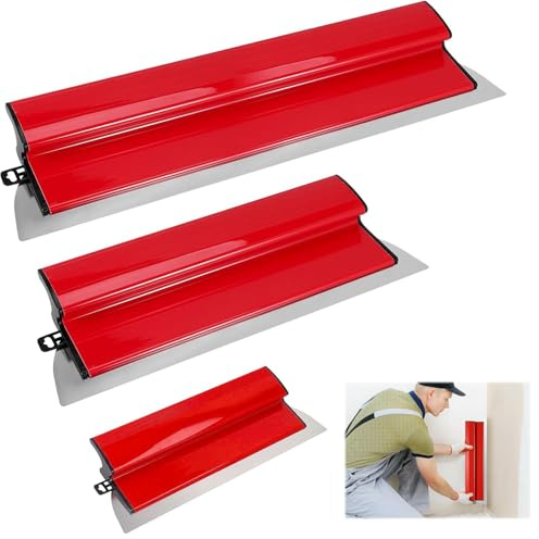 Kit 3 Spatules à Enduit – Lames Acier Inoxydable 25 cm, 40 cm, 80 cm | Set de Lisseuses Plaquiste – Outils Finition Murales pour Placo, Plâtre et Grandes Surfaces