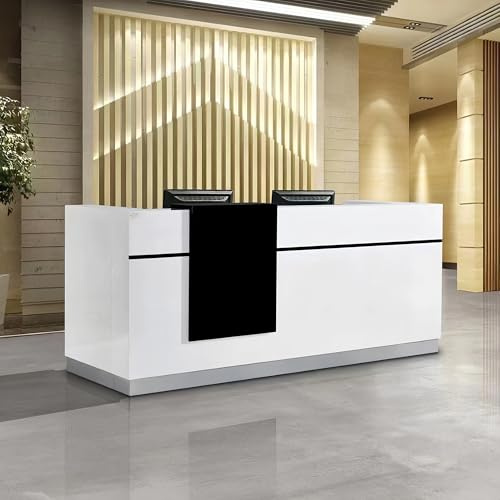 Receptionsskrivbord, 100 tums kontorsmottagningsräknare med tangentbordshållare för klädaffär skönhetssalong boutique lobby, ingen montering krävs