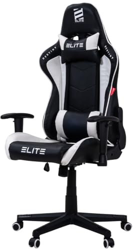 ELITE Gaming Stuhl MG200 Destiny | Ergonomischer Bürostuhl - Schreibtischstuhl - Chefsessel - Sessel - Racing Gaming-Stuhl - Gamingstuhl - Drehstuhl - Chair - Kunstleder Sportsitz (Schwarz/Weiß)