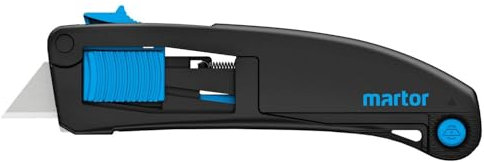 MARTOR Sicherheitsmesser Mit Klingeneinzug, SECUPRO MAXISAFE, Profi Cuttermesser, Leicht, Kunststoff, Rechts- & Linkshänder, Logistik, GS Geprüft