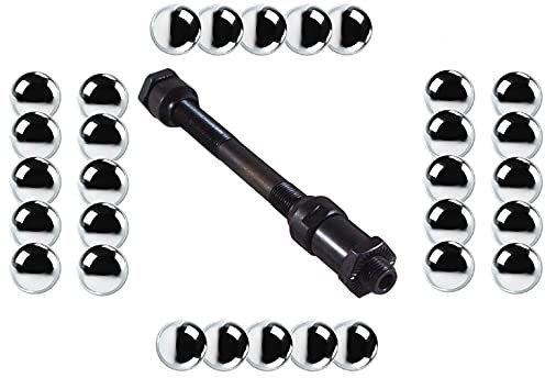 cyclingcolors Fahrrad HINTERRADACHSE 10mm x 136 mm mit konus und Sechskantmutter + 30x Kugeln 6.35mm 1/4 Zoll Achse HOHL NABEN HINTERRAD rennrad MTB