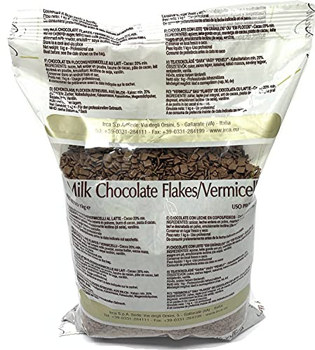 Irca | Milk Chocolate Scaglietta Flakes | Chocolate decoration for cakes, desserts, ice cream & truffles | 1kg