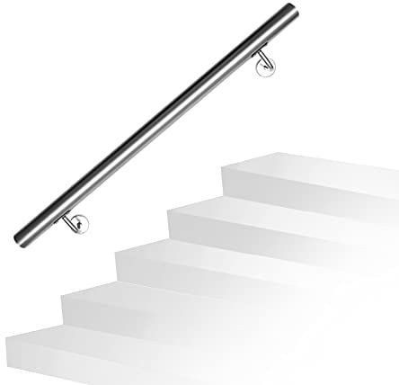 Izrielar 80cm Edelstahl Handlauf, Treppengeländer mit Wandhalterung und Endkappen, Wandhandlauf Geländer für Außen & Innen