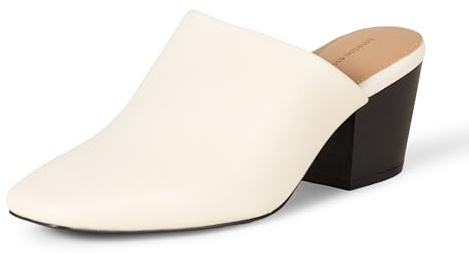 Amazon Essentials Mules à Bouts carrés Femme, Blanc Cassé, 41 EU