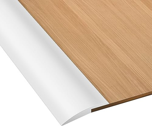 Volumoon Tira de Tapicería de 2 m, Tiras de Puerta de Transición, Tiras de Moldura de Puerta, Tira Divisoria de Puerta de Piso Autoadhesiva, Adecuado para una pendiente de umbral de 5 mm (Blanco)